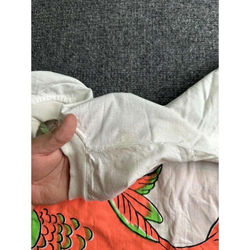 Mens Cockatoo Parrot Graphic White T-Shirt Made in Indonesia, Size M